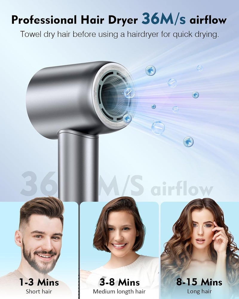 SnugLuv Hair Dryer, 160000 RPM High Speed 200 Million Ionic Blow Dryer, Professional Hair Blow Dryer with Diffuser and Nozzle for Home, Travel & Salon Use, 120V - Image 3